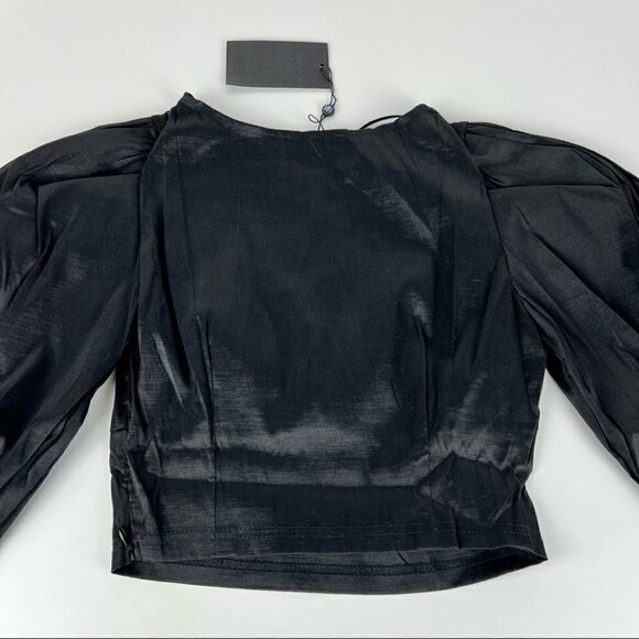 Nwt - Asos Design Naanaa Sweetheart Puff Sleeve Crop Top In Black. Size: 4 (Us) - Picture 15 of 16